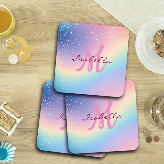 Rainbow Unicorn Glitter Beverage Coaster (Creator Uploaded)