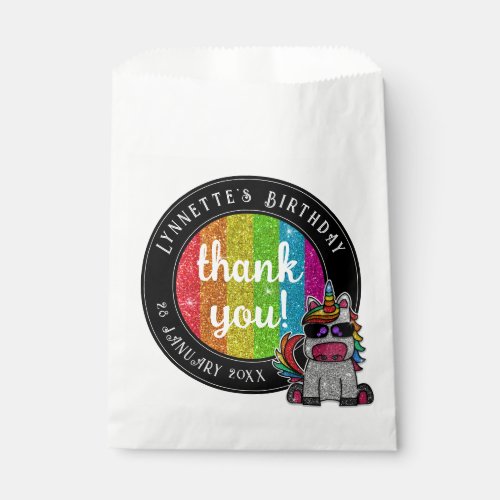 Rainbow Unicorn Glitter Gay Pride Thank You Party Favor Bag