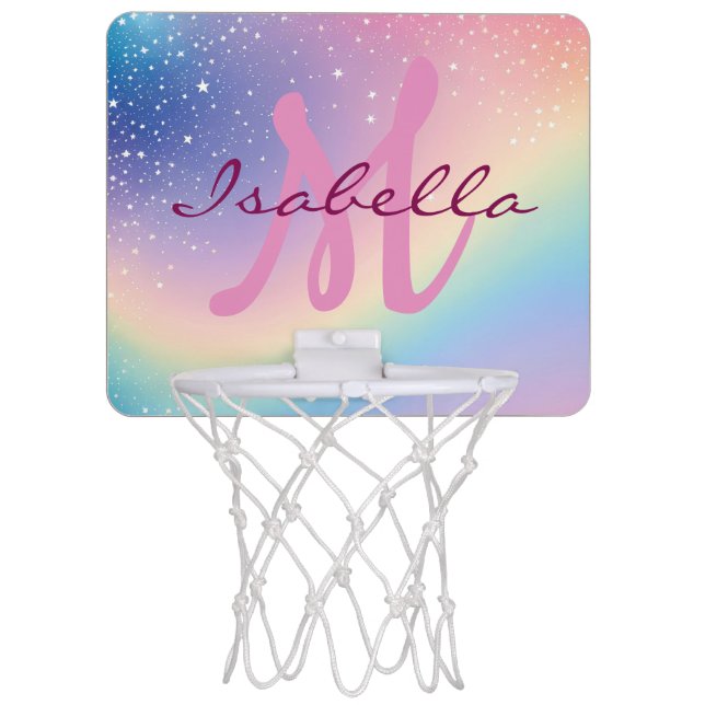 Rainbow Unicorn Glitter Mini Basketball Hoop (Front)