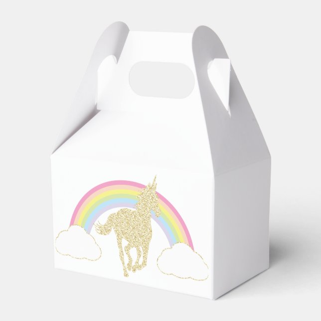 Rainbow Unicorn Glitter Party Favor Box (Back Side)