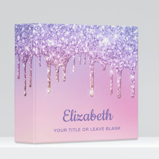 Rainbow Unicorn Glitter Personalized 3 Ring Binder (Creator Uploaded)