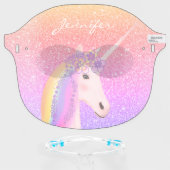 Rainbow Unicorn Glitter Personalized Face Shield (Front w/Glasses)
