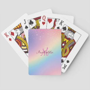 Rainbow Unicorn Glitter Poker Cards