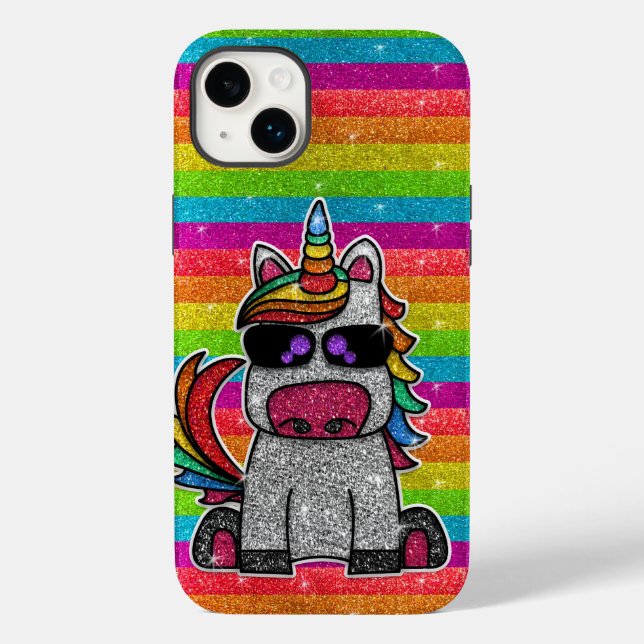 Rainbow Unicorn Glitter Sparkly Gold Sparkles Case-Mate iPhone Case (Back)