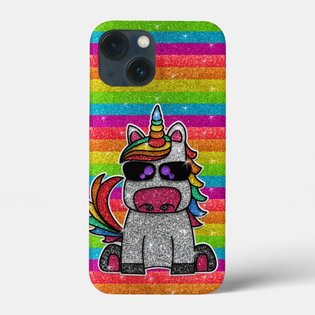 Rainbow Unicorn Glitter Sparkly Gold Sparkles Case-Mate iPhone Case (Back)
