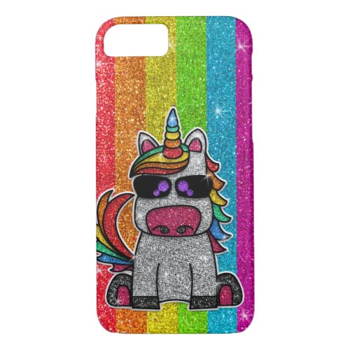 Rainbow Unicorn Glitter Sparkly Gold Sparkles  iPhone 87 Case