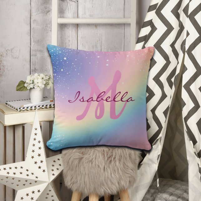 Rainbow Unicorn Glitter Throw Pillow (Creator Uploaded)