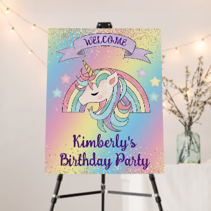 Rainbow & Unicorn Gold Glitter Foam Board