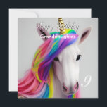 Rainbow Unicorn Happy Birthday Granddaughter Card<br><div class="desc">The Rainbow Unicorn Happy Birthday Granddaughter Card, Wish your granddaughter a very happy birthday with this beautiful Rainbow Unicorn Happy Birthday Granddaughter Card! Featuring a colorful unicorn with bright rainbow hair, this card is sure to make her smile. The inside message wishing her a "magical" day is sure to touch...</div>