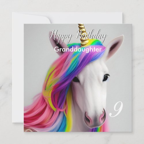 Rainbow Unicorn Happy Birthday Granddaughter Card