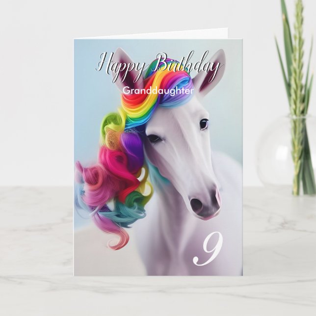 Rainbow Unicorn Happy Birthday Granddaughter Card (Front)