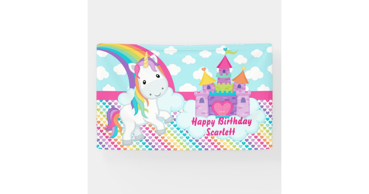  Unicorn Happy Birthday Banner Backdrop - Unicorn