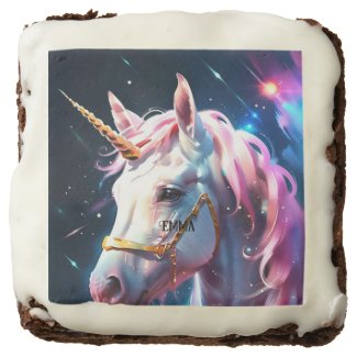 Rainbow Unicorn Head Custom Name Brownies