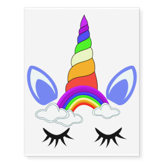 RAINBOW UNICORN HEAD TEMPORARY TATTOO
