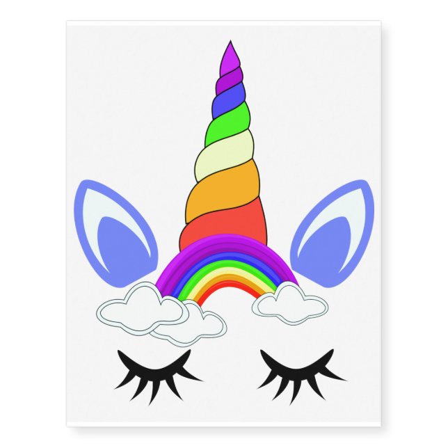 RAINBOW UNICORN HEAD TEMPORARY TATTOO (Front)