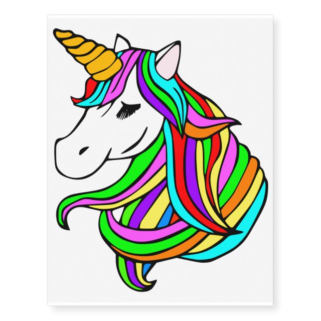 RAINBOW UNICORN HEAD TEMPORARY TATTOO (Front)