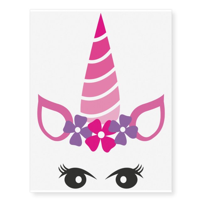 RAINBOW UNICORN HEAD TEMPORARY TATTOO (Front)