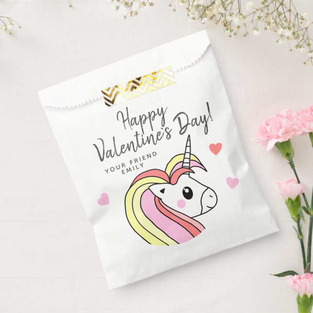 Rainbow Unicorn Heart Kids Valentine`s day Favor Bag (Sealed)