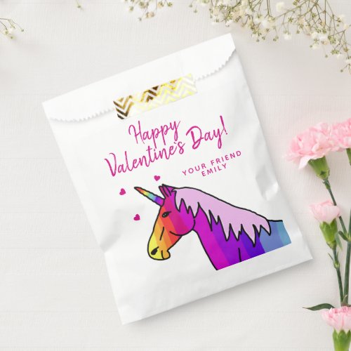 Rainbow Unicorn Heart Kids Valentines day Favor Bag