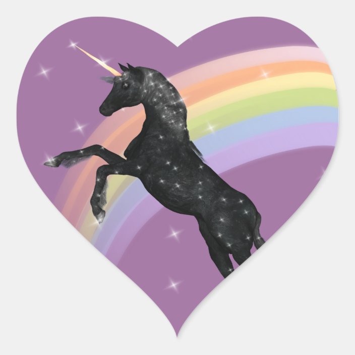 Rainbow Unicorn Heart Sticker Zazzle Com