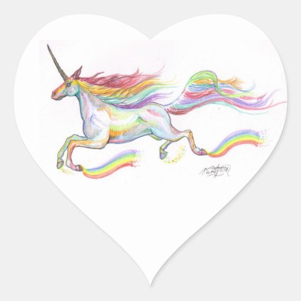 Rainbow Unicorn Heart Stickers