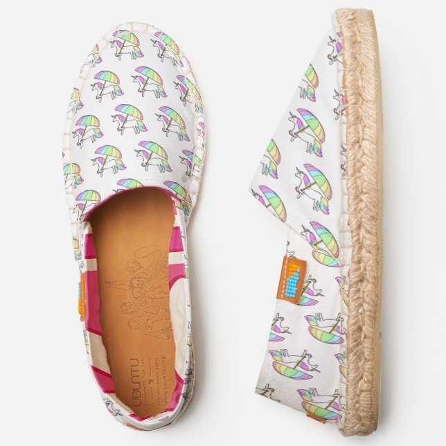 Rainbow Unicorn Holding Umbrella Espadrilles (Side)