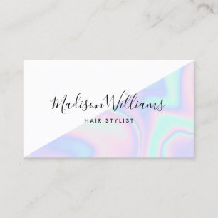 Rainbow unicorn holographic hair salon color block business card