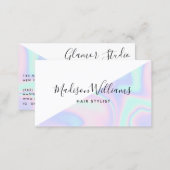Rainbow unicorn holographic hair salon color block business card (Front/Back)