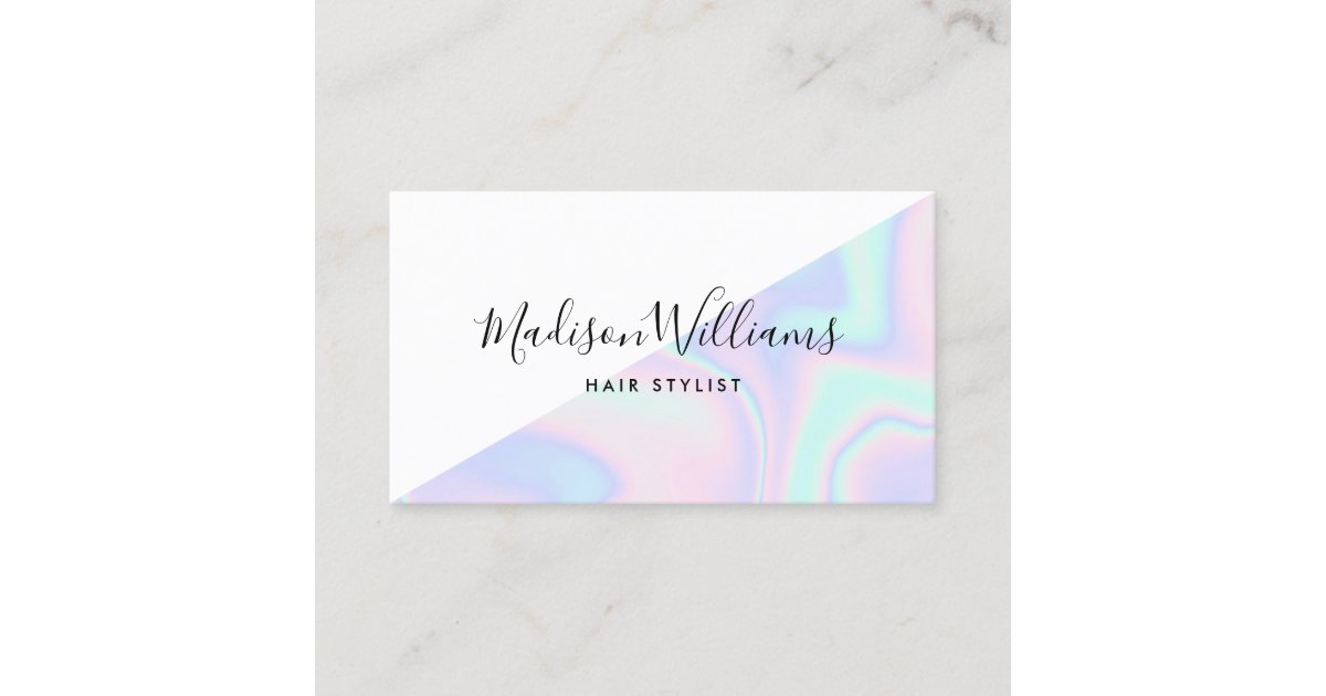 Rainbow Unicorn Holographic Hair Salon Color Block Business Card Zazzle Com