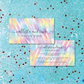 Rainbow Unicorn Holographic Makeup Artist Business Card by _LaFemme_ at Zazzle