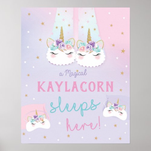 Rainbow Unicorn Kids Bedroom Wall Art Poster