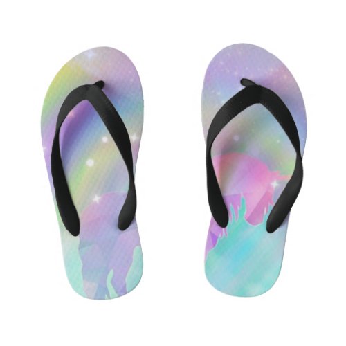 Rainbow Unicorn Kids Flip Flops 