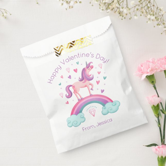 Rainbow Unicorn Kids Valentines Day Treat Bag (Sealed)