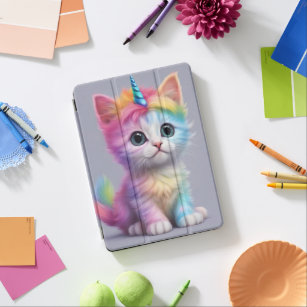 Rainbow Unicorn Kitten iPad Air Cover