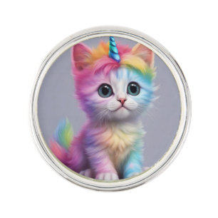 Rainbow Unicorn Kitten Lapel Pin