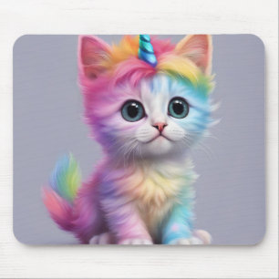 Rainbow Unicorn Kitten Mouse Pad
