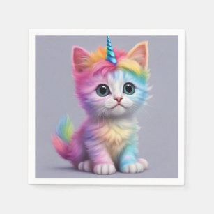 Rainbow Unicorn Kitten Napkins