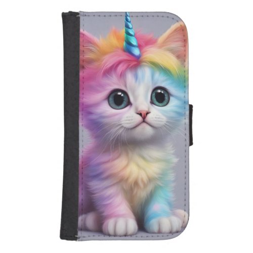 Rainbow Unicorn Kitten Galaxy S4 Wallet Case