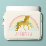 Rainbow Unicorn Laptop Sleeve<br><div class="desc">Gold Rainbow Unicorn personalized design.</div>