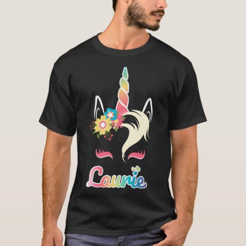 Rainbow Unicorn Laurie apparel Custom Name Gift fo T_Shirt
