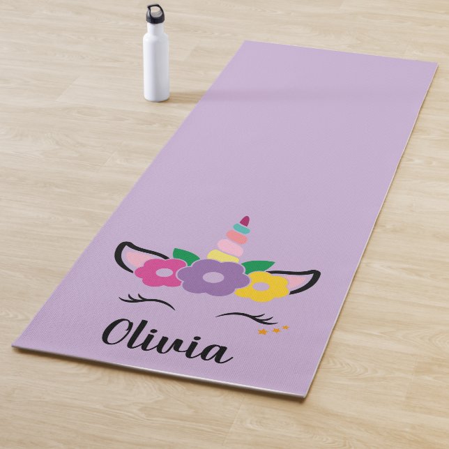 Rainbow Unicorn Lavender Personalized Yoga Mat (In Situ)