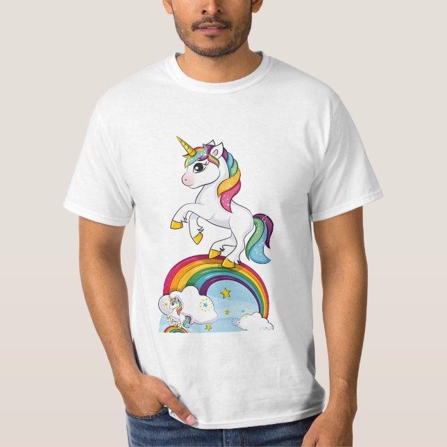 Rainbow Unicorn Lifesize Cardboard Cutout T-Shirt (Front)