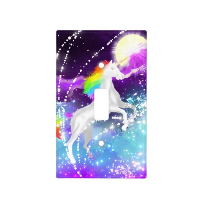 Rainbow Unicorn Light Switch Cover (Front)