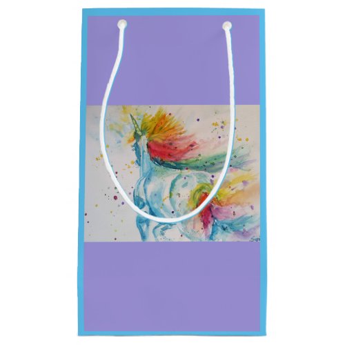Rainbow Unicorn lilac Watercolour Gift Bag