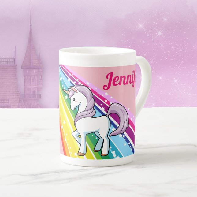 Rainbow Unicorn Little Girl's Cup Personalize NAME (Creator Uploaded)