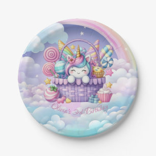 Rainbow Unicorn Magic Moment Girl Birthday Paper Plates