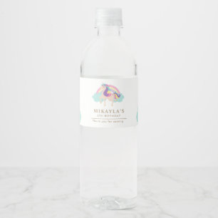 Rainbow Unicorn Magical Birthday Cute Minimalist Water Bottle Label