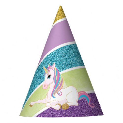 Rainbow Unicorn Magical Birthday  Party Hat