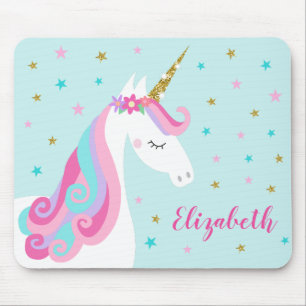 Rainbow Unicorn Magical Glitter Aqua Mouse Pad