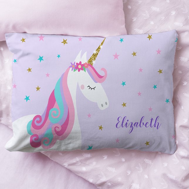 Rainbow Unicorn Magical Glitter Purple Pillow Case (Creator Uploaded)